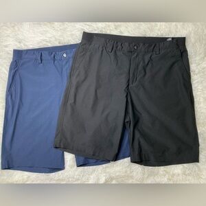 2- Greg Norman Collection Men's Flat Front Shorts - Black & Blue